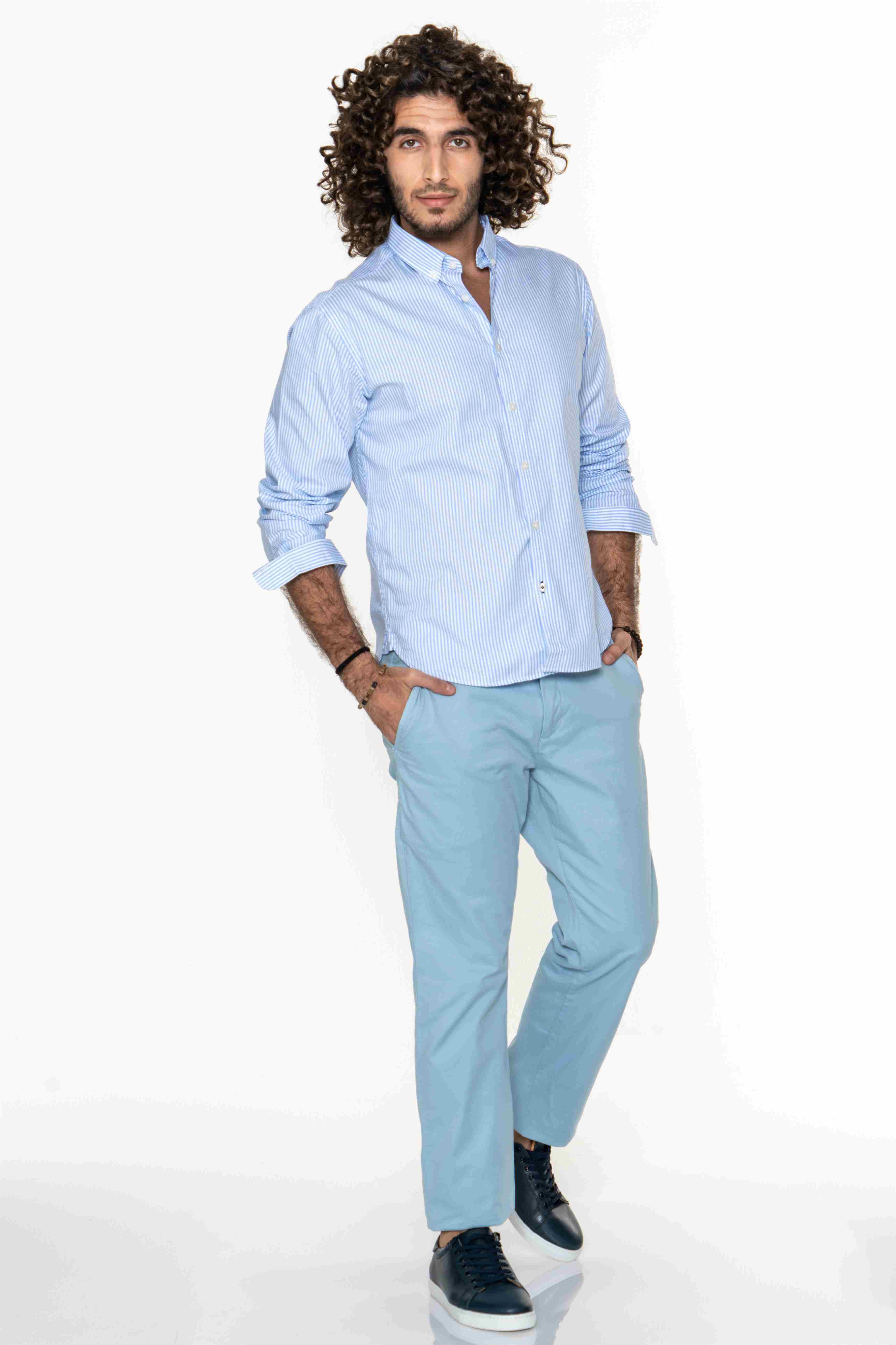 Chino Trousers Light Blue Casual Man