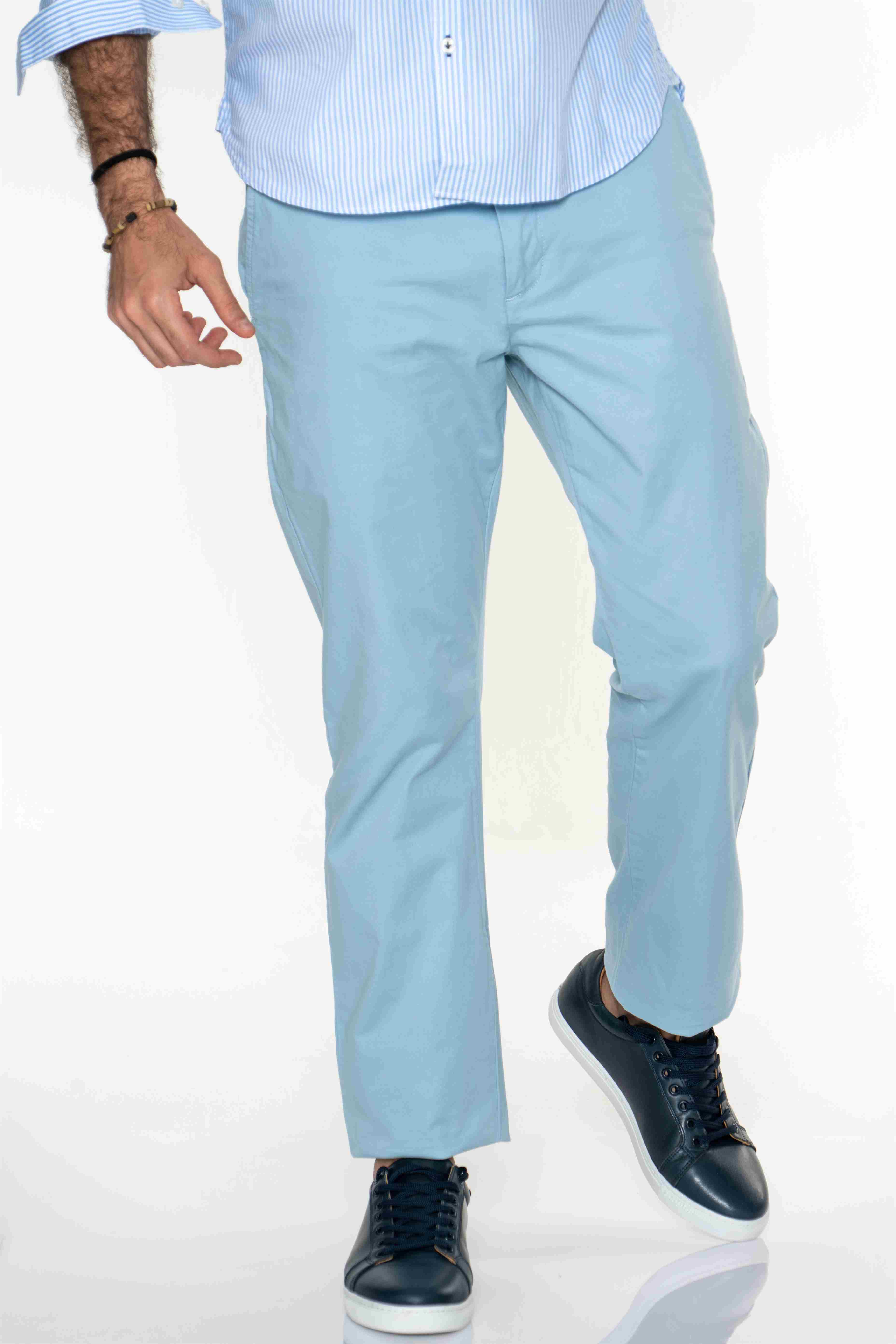 Chino Trousers Light Blue Casual Man