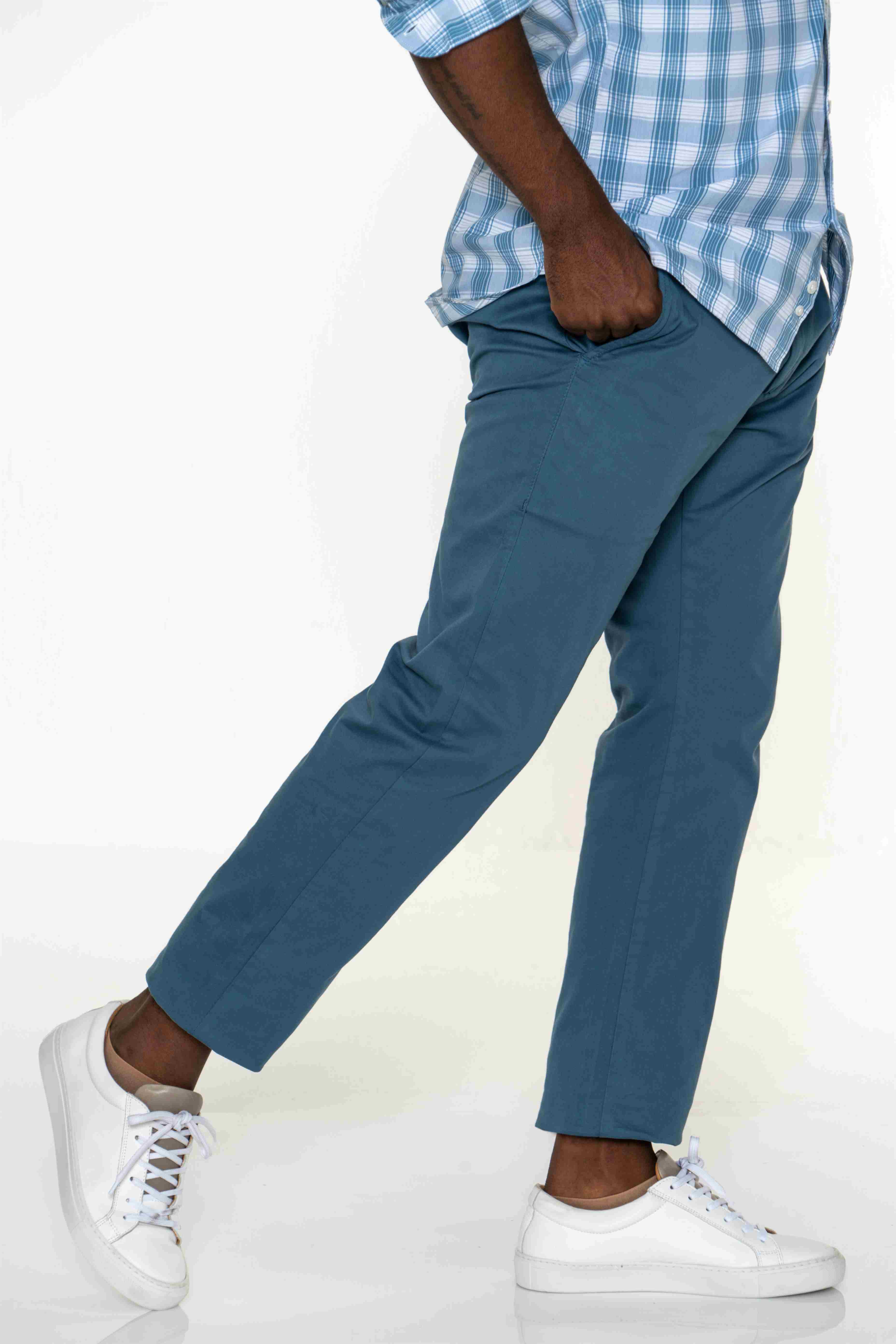 Chino Trousers Medium Blue Casual Man