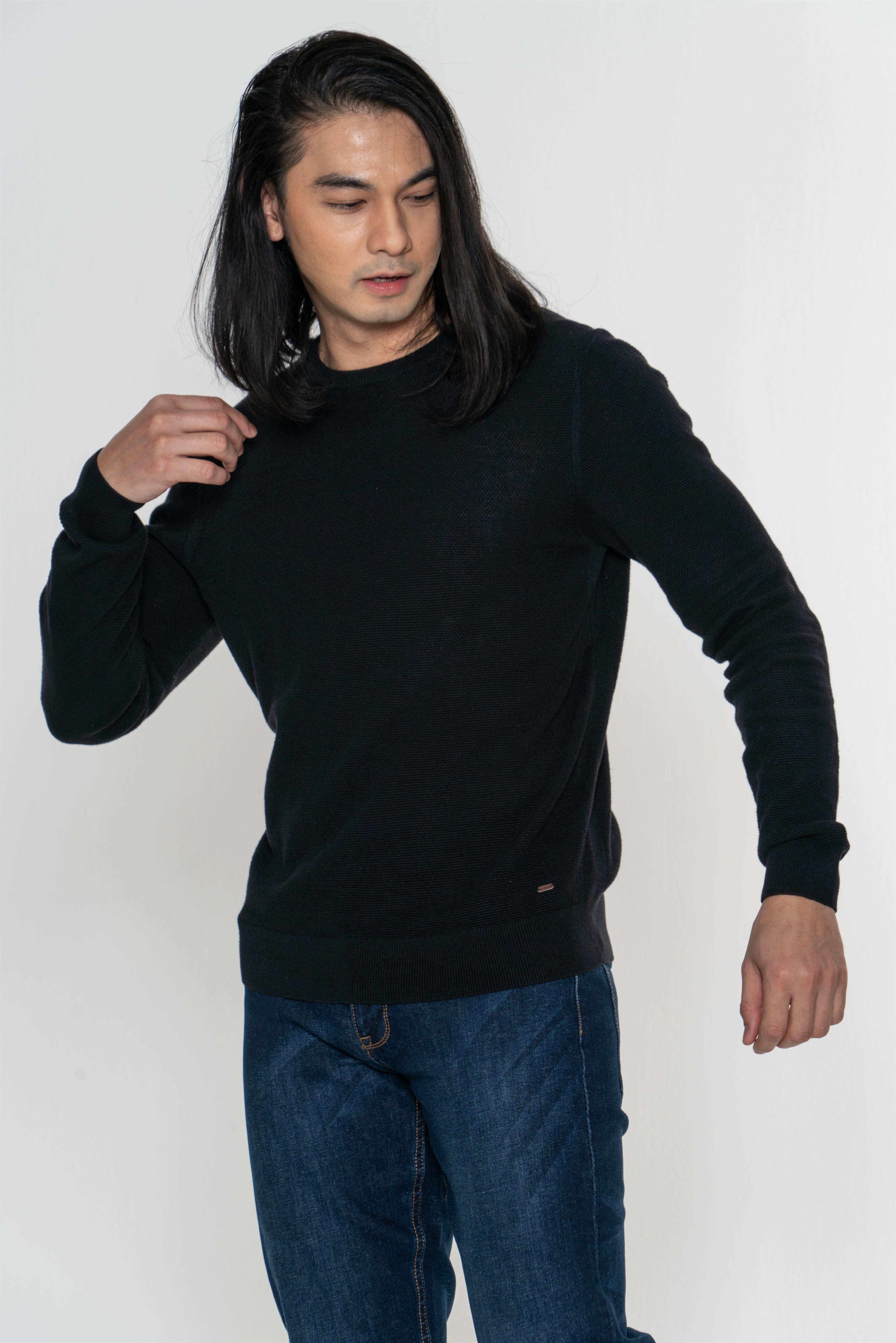 Sweater Black Casual Man