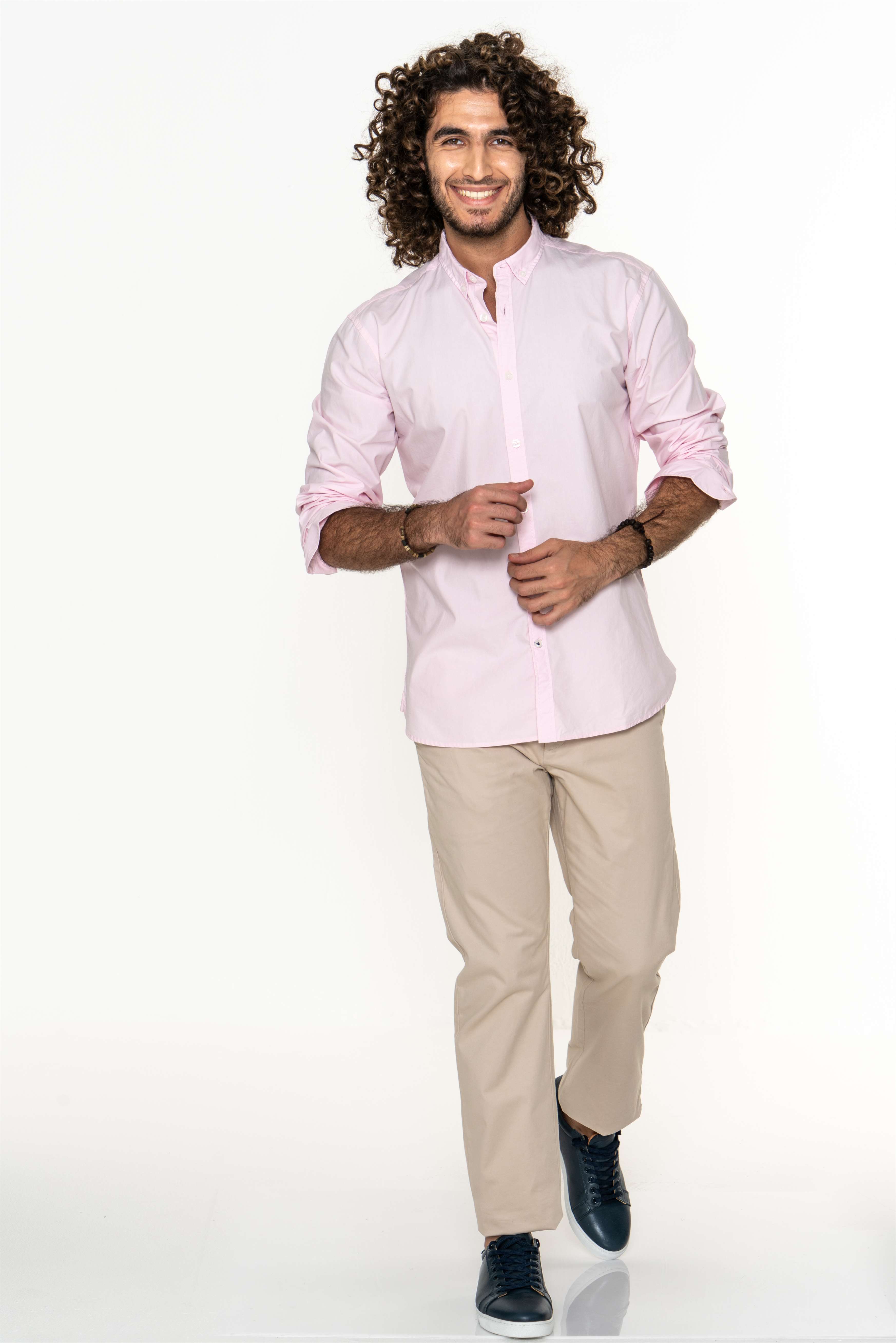 Shirt Light Pink Casual Man