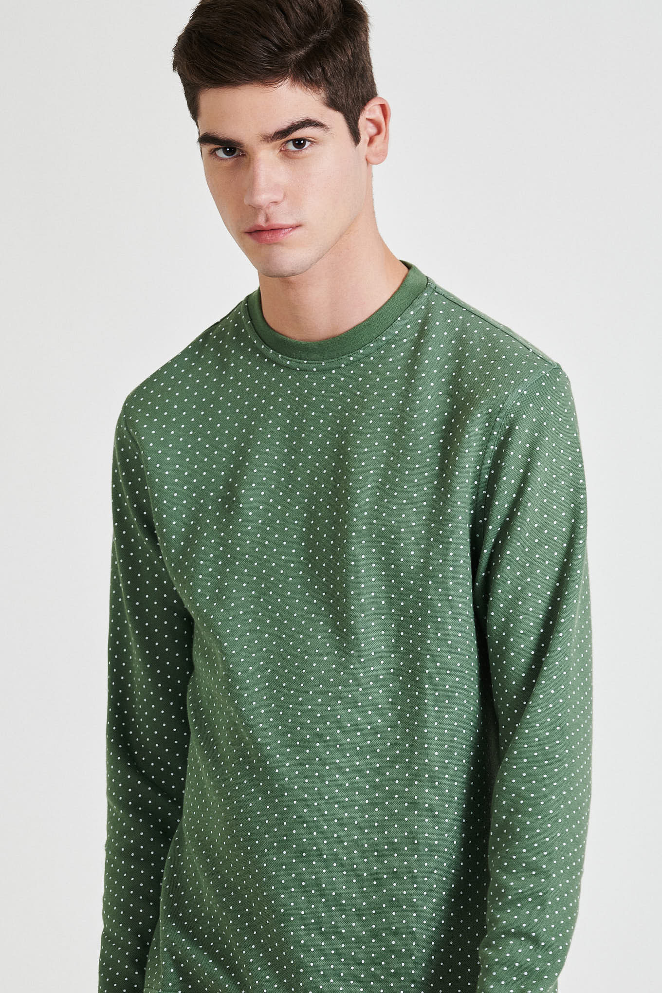 Sweatshirt Green Casual Man