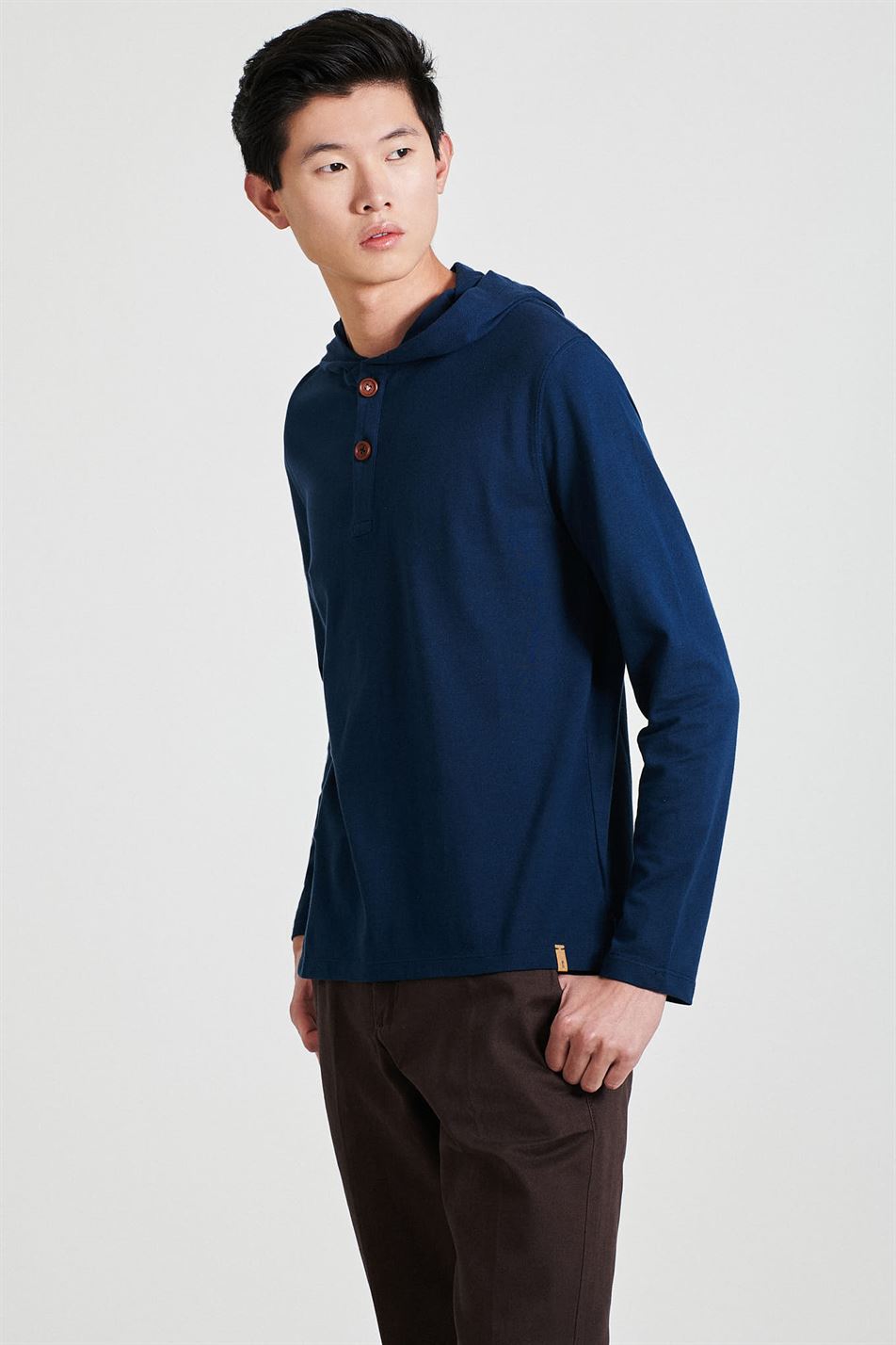 Long Sleeve T-Shirt Dark Blue Casual Man