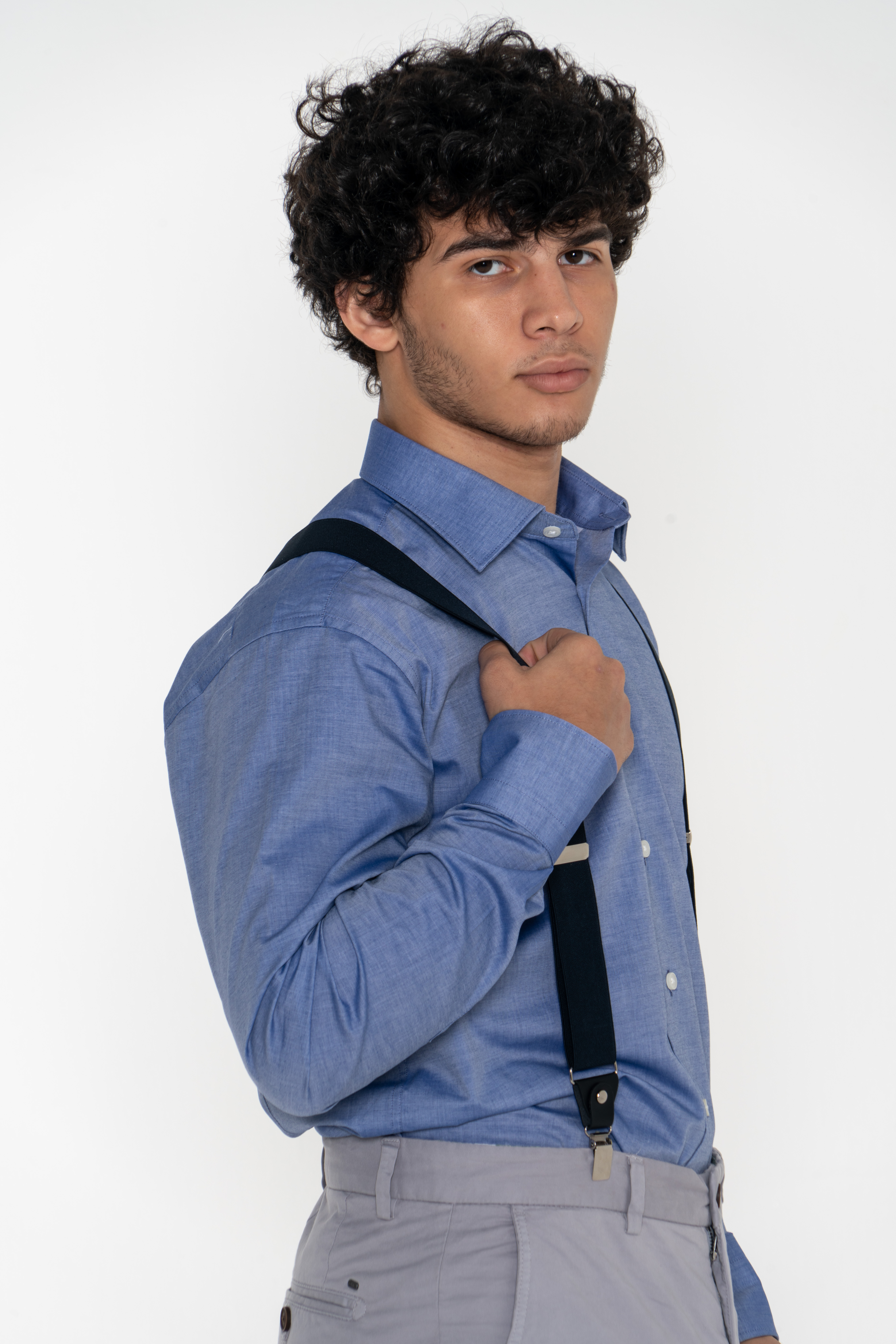 Suspenders Dark Blue Casual Man