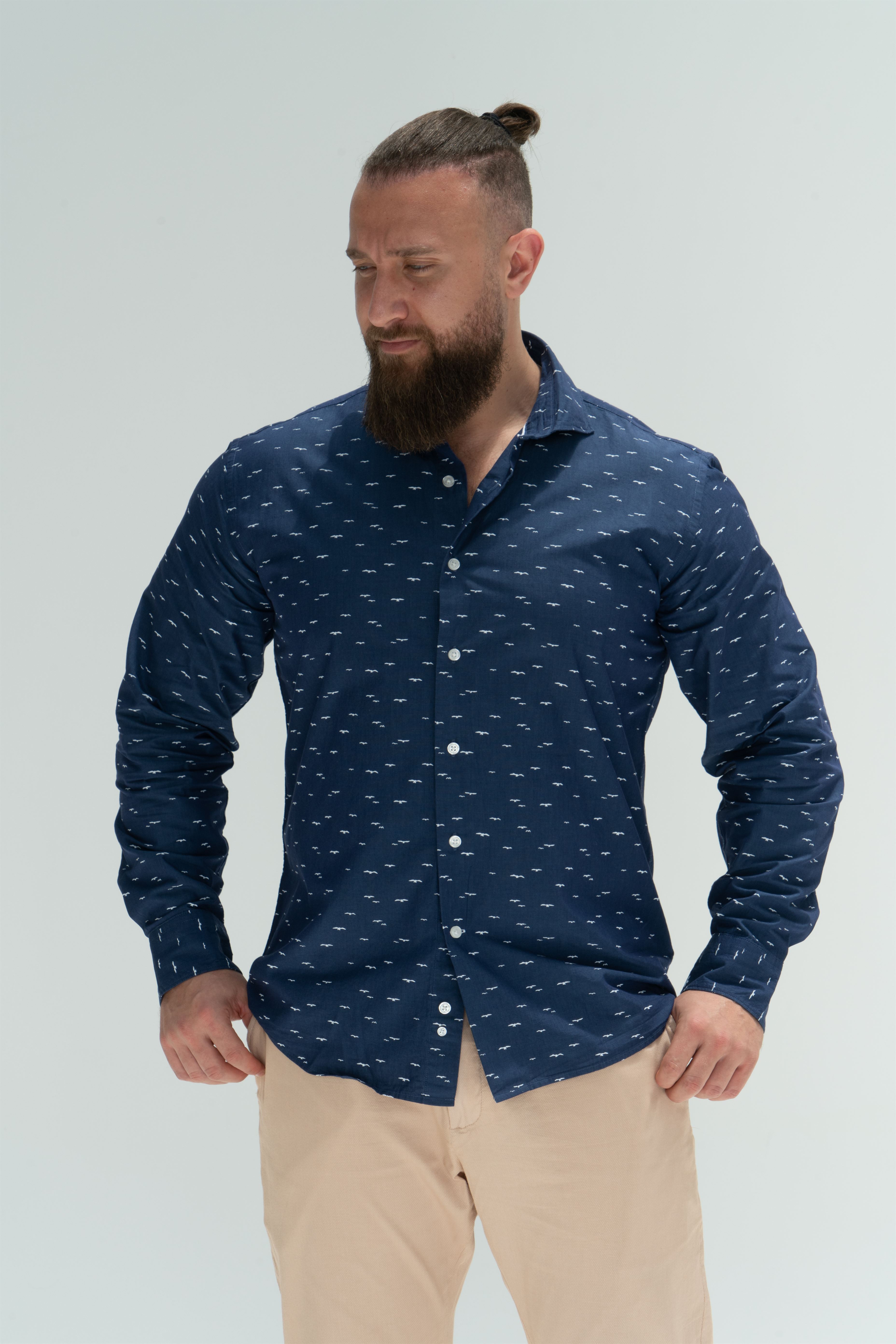 Shirt Sport Medium Blue Casual Man