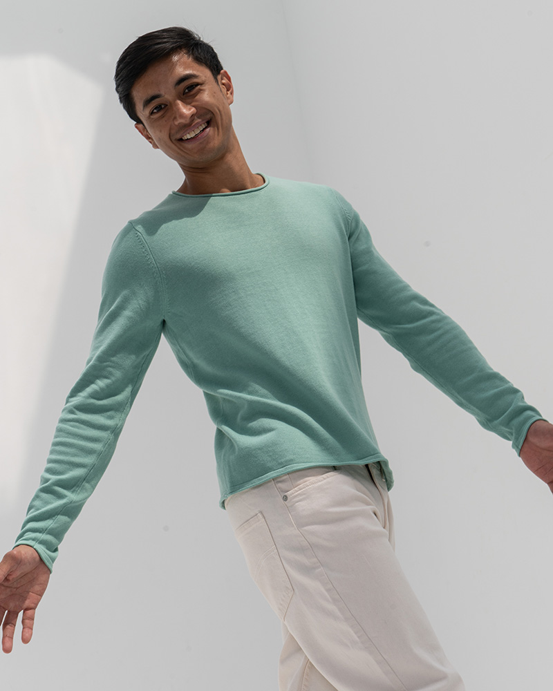 Sweater Light Green Casual Man
